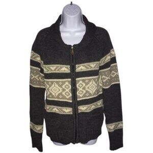 G21 dark grey full zip with Nordic traditional print sweater size L youth